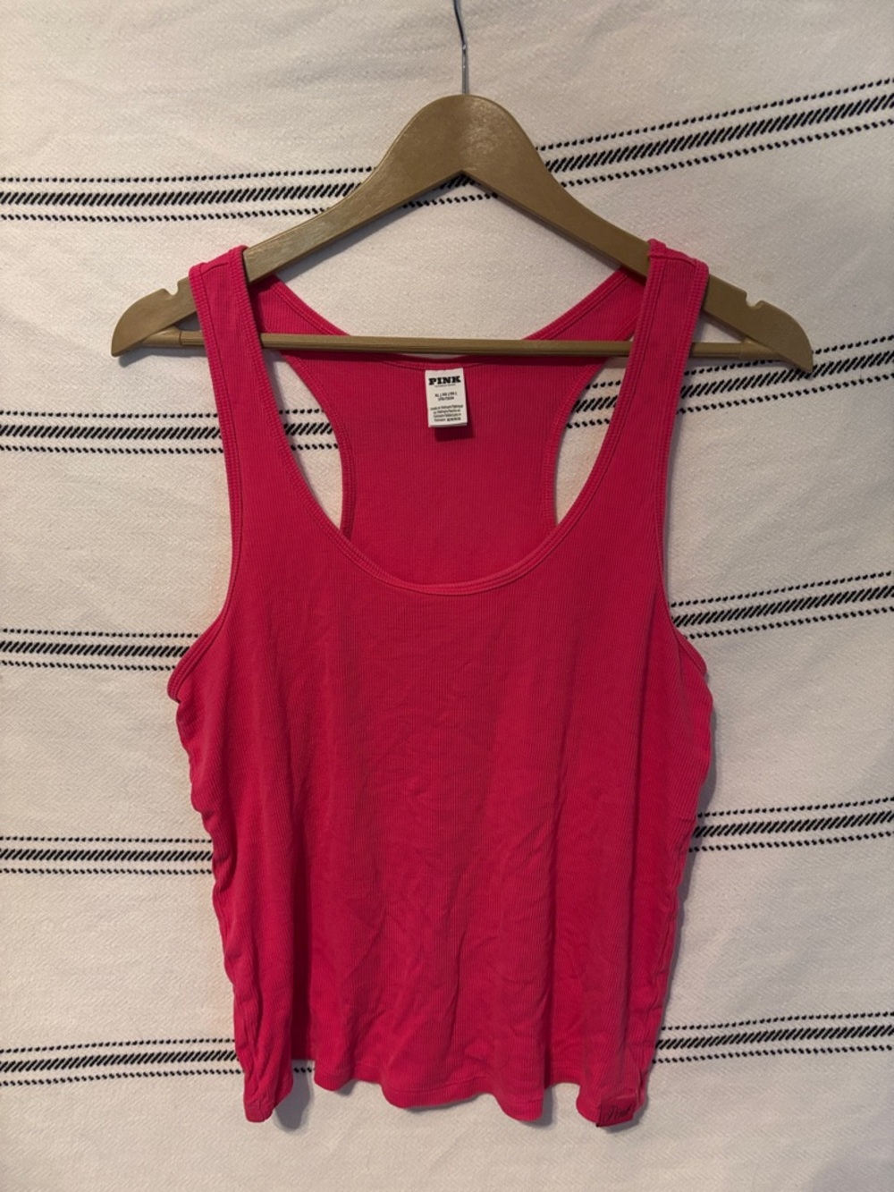 PINK Victoria's Secret Hot Pink Ribbed Racerback Tank